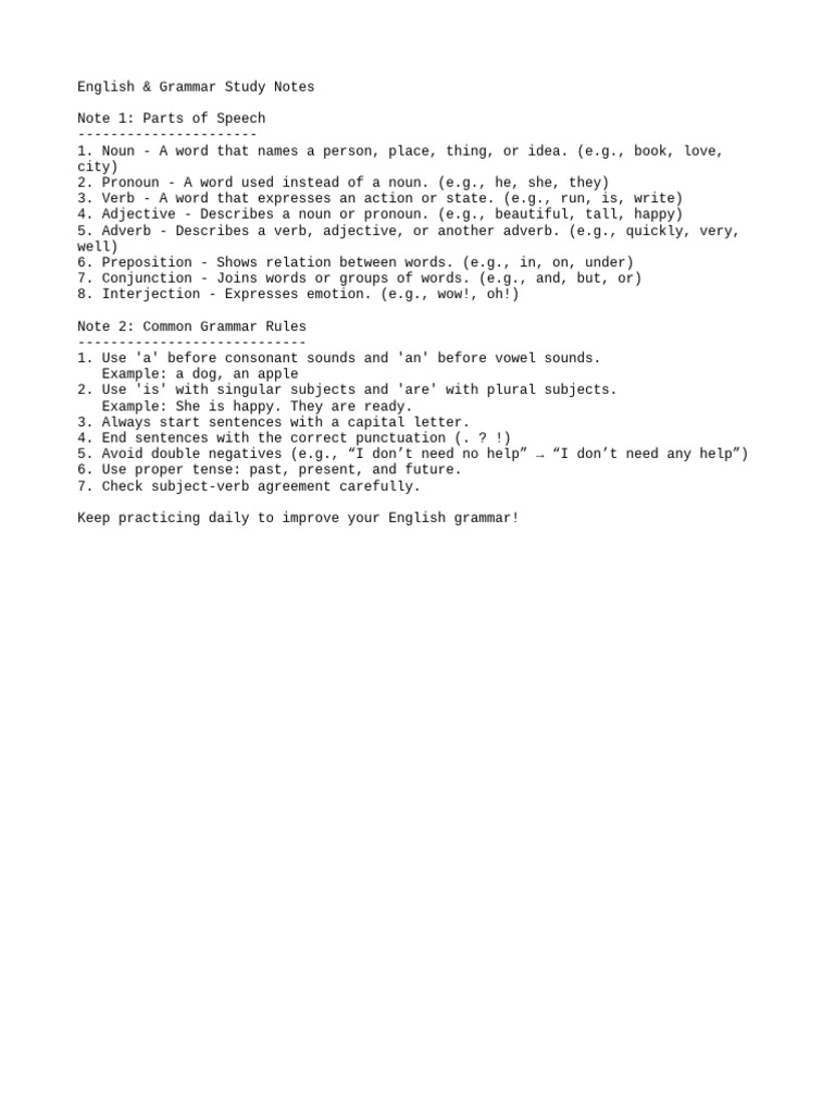 English Grammar Essentials Guide | PDF