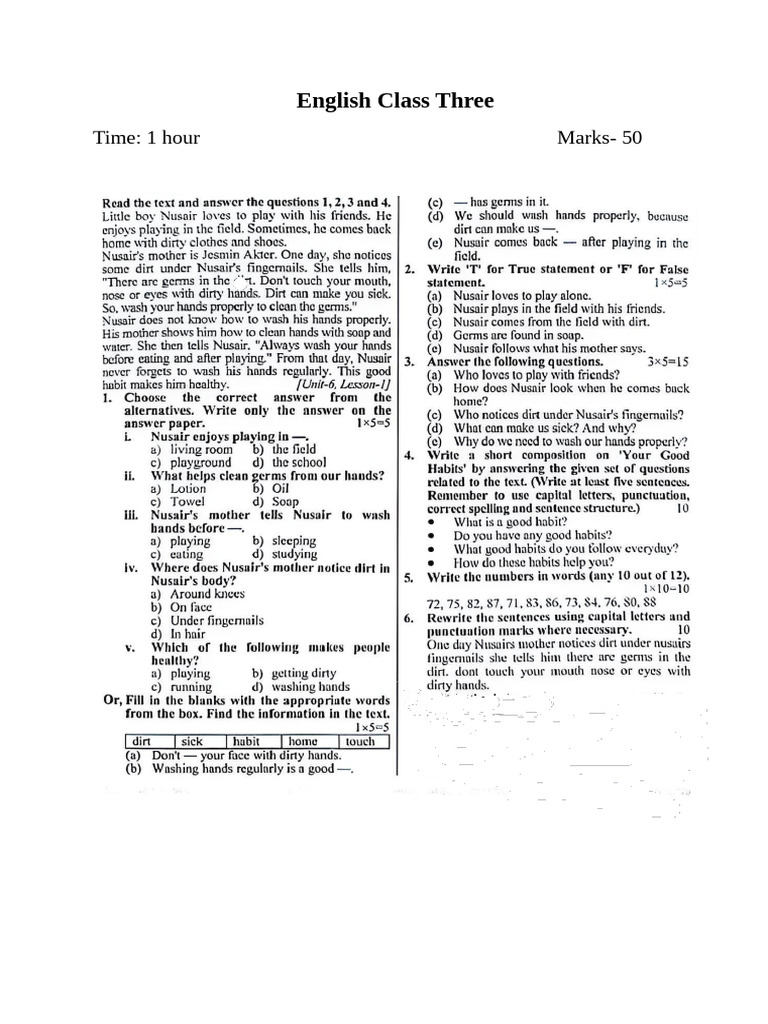 English Class Three | PDF