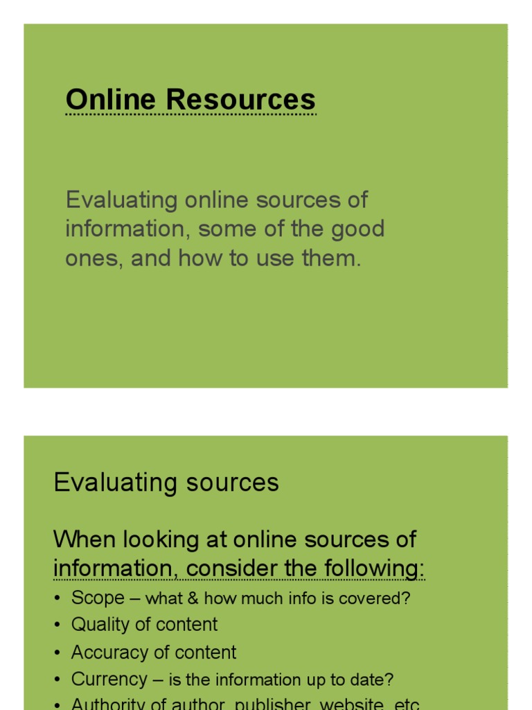 Evaluating Trusted Online Resources | PDF | Science | Technology (General)