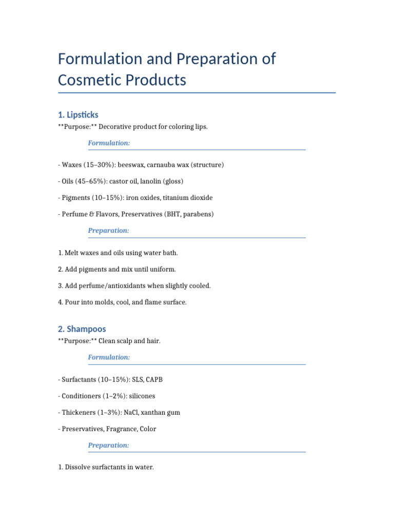 Cosmetic Product Formulation Guide | PDF | Wax | Oil