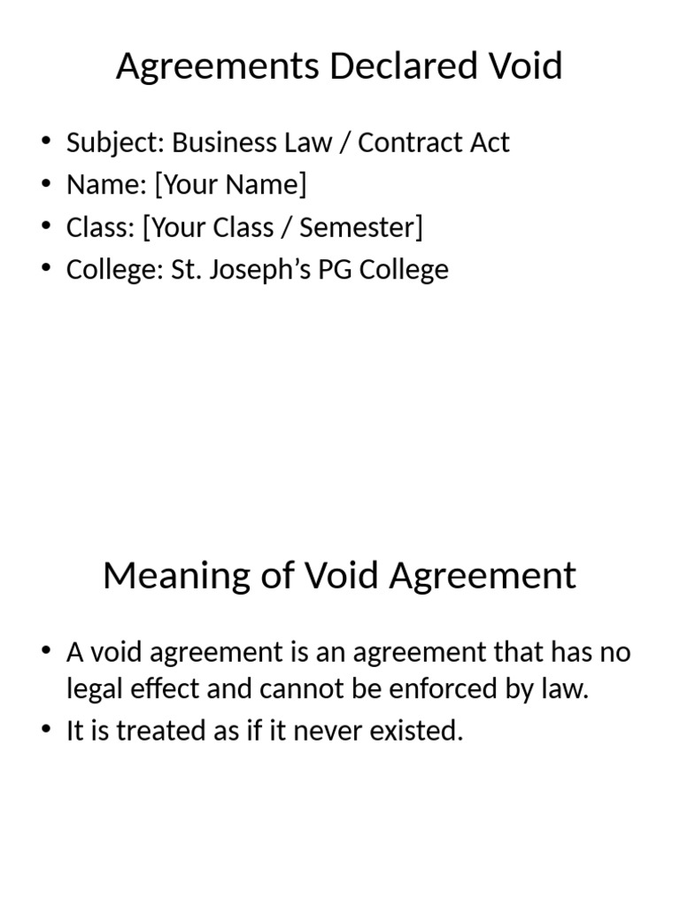 Understanding Void Agreements | PDF