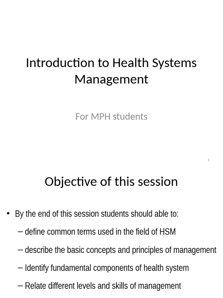 Health Systems Management Overview | PDF | Health System | System