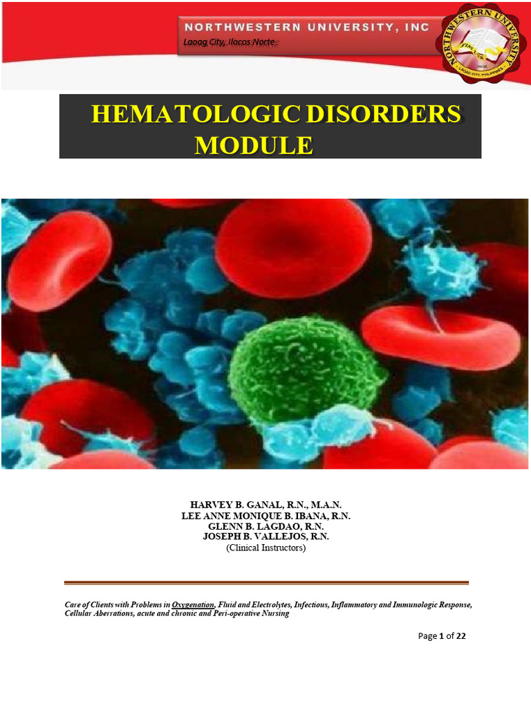Hematologic Disorders Care Guide | PDF | Anemia | White Blood Cell