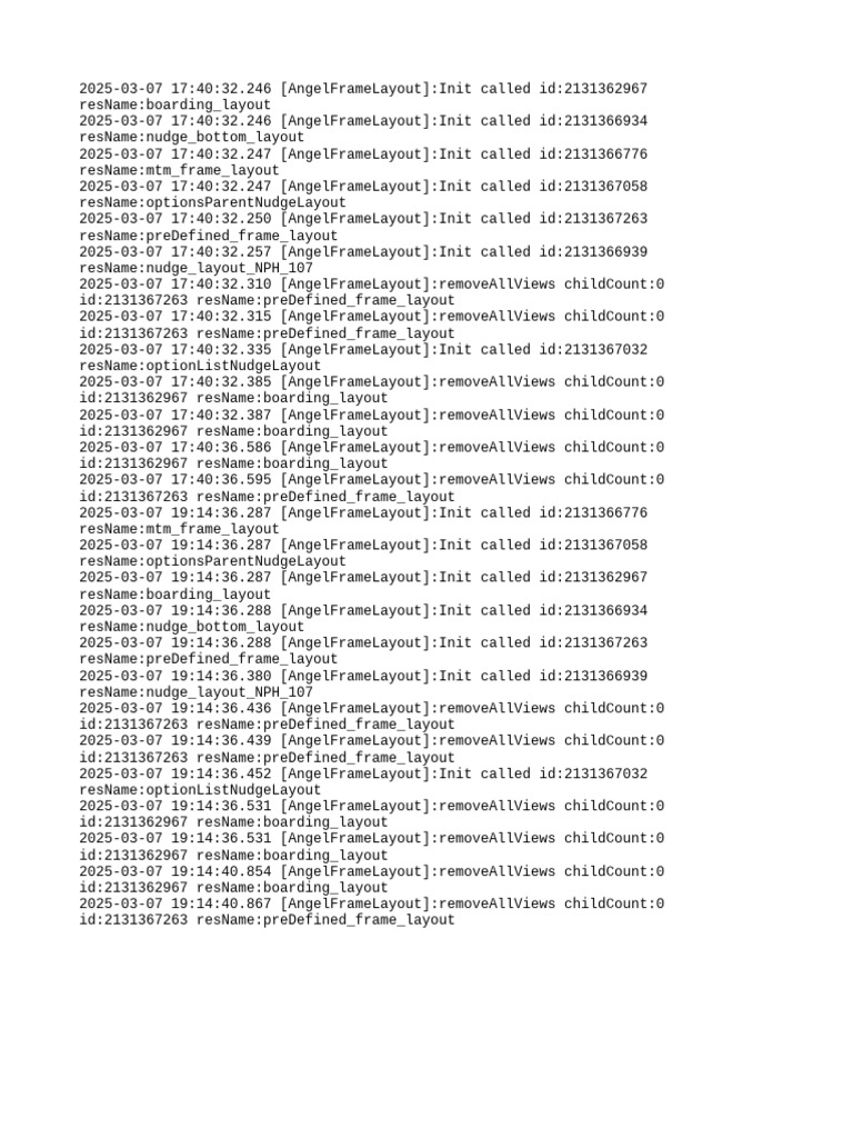 AngelFrameLayout Initialization Logs | PDF