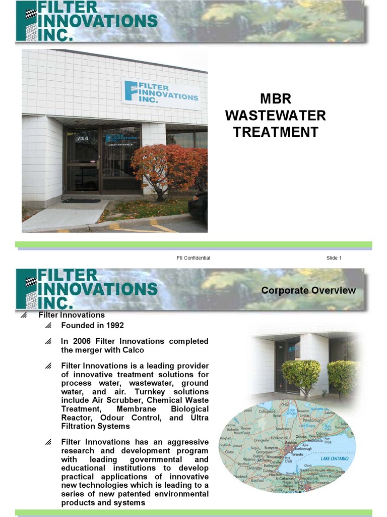 MBR Presentation For Filter Innovations PDF Sewage Treatment Membrane