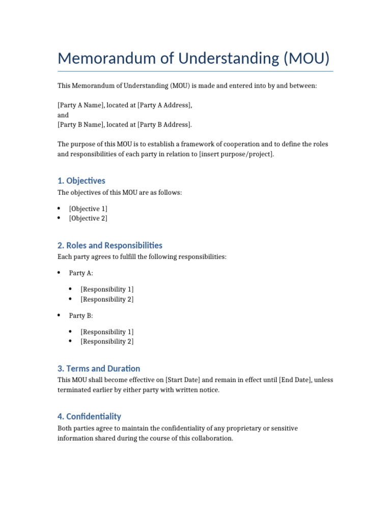 MOU for Cooperation Agreement | PDF