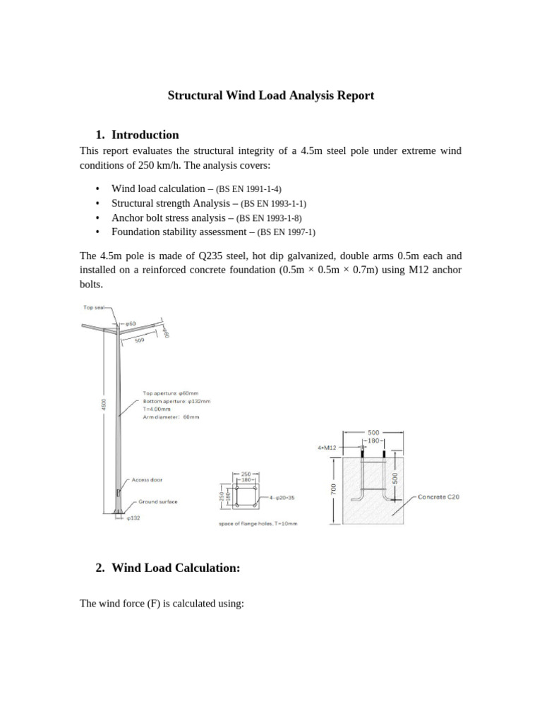Structural - Wind - Load - Report - 250kmh - 4.5m Pole - Double Arms ...