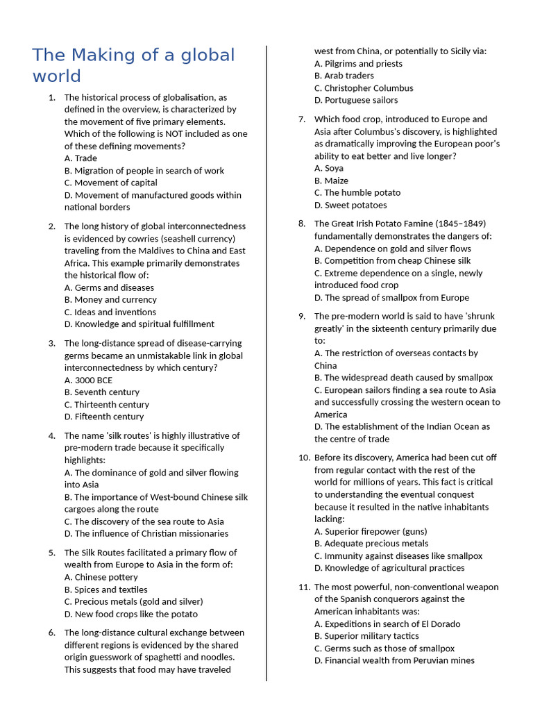 Key Insights on Globalization History | PDF | Trade | Silk Road