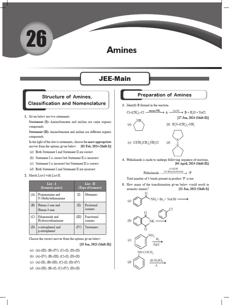 Amines: Structure, Classification, and Reactions | PDF | Amine ...