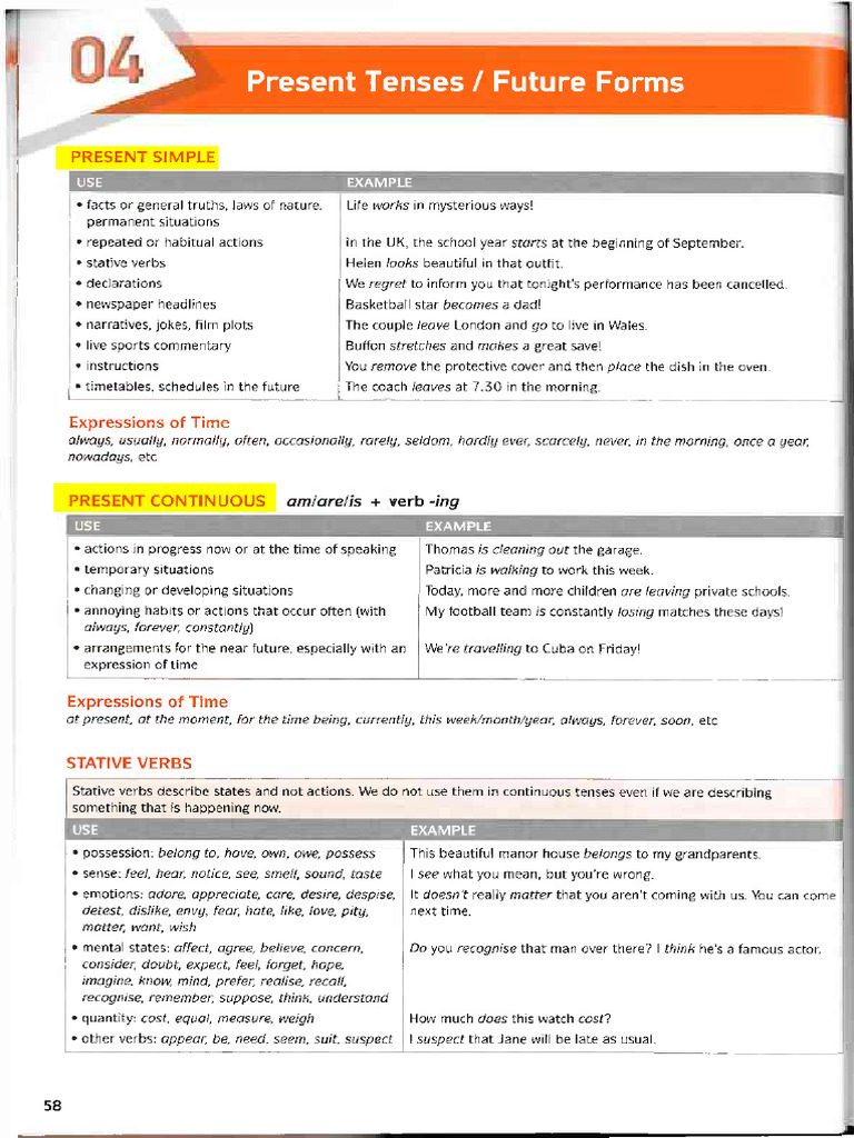 Understanding Present and Future Tenses | PDF | Language Mechanics ...