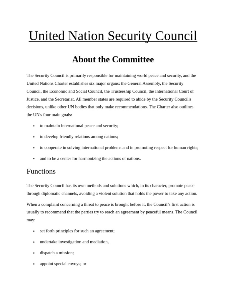 UN Security Council: Peacekeeping & Powers | PDF | United Nations ...