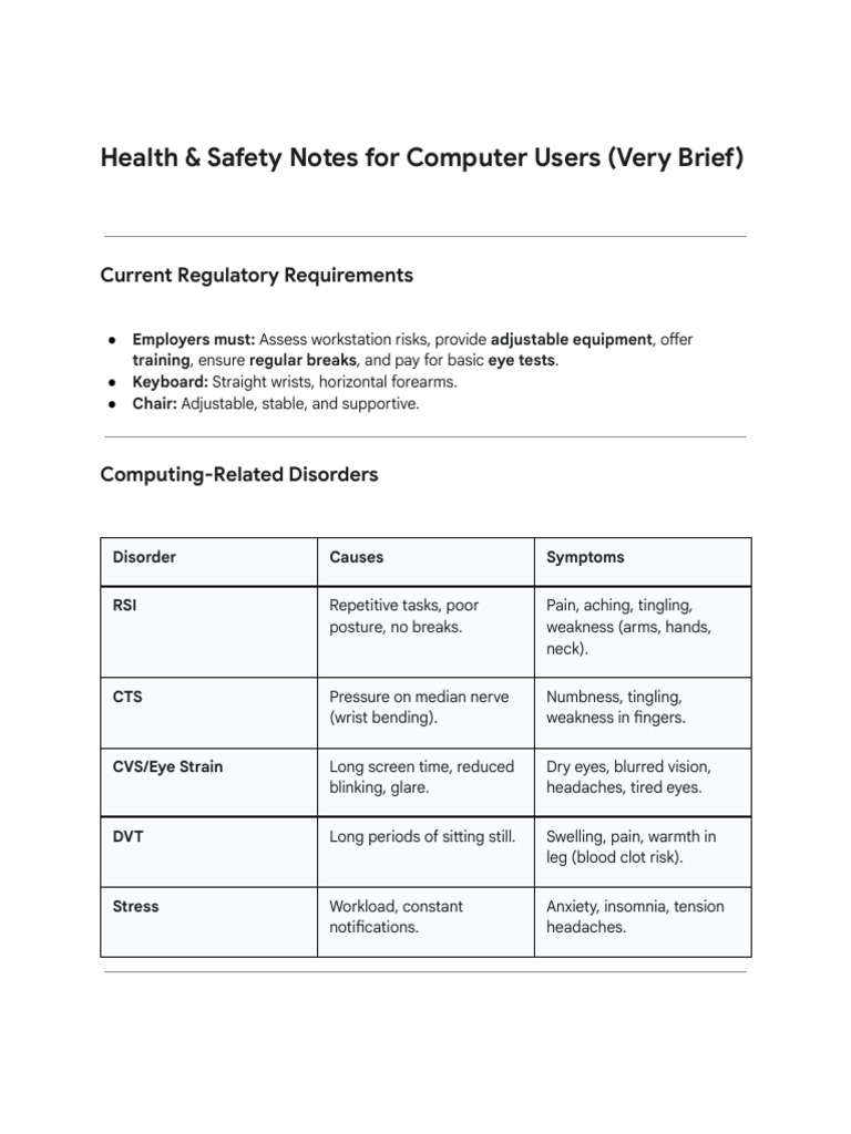 Health & Safety Tips for Computer Users | PDF