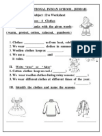 EVS Worksheet - Class I (Lesson 4: Clothes)