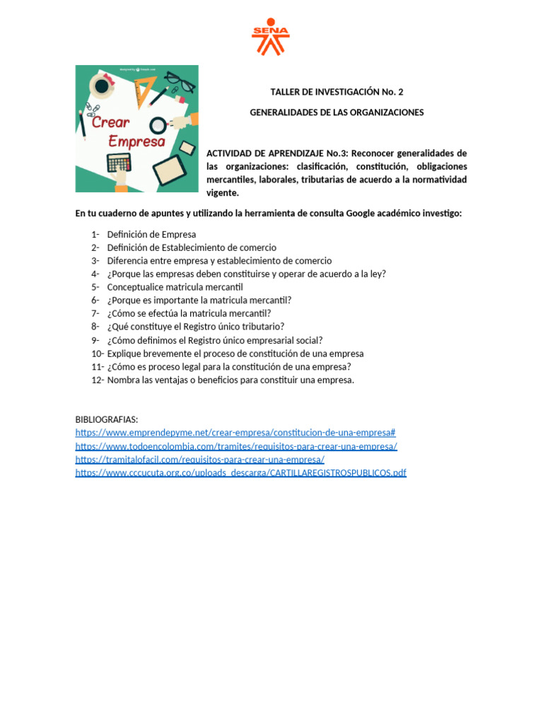 Generalidades sobre la Constitución de Empresas | PDF