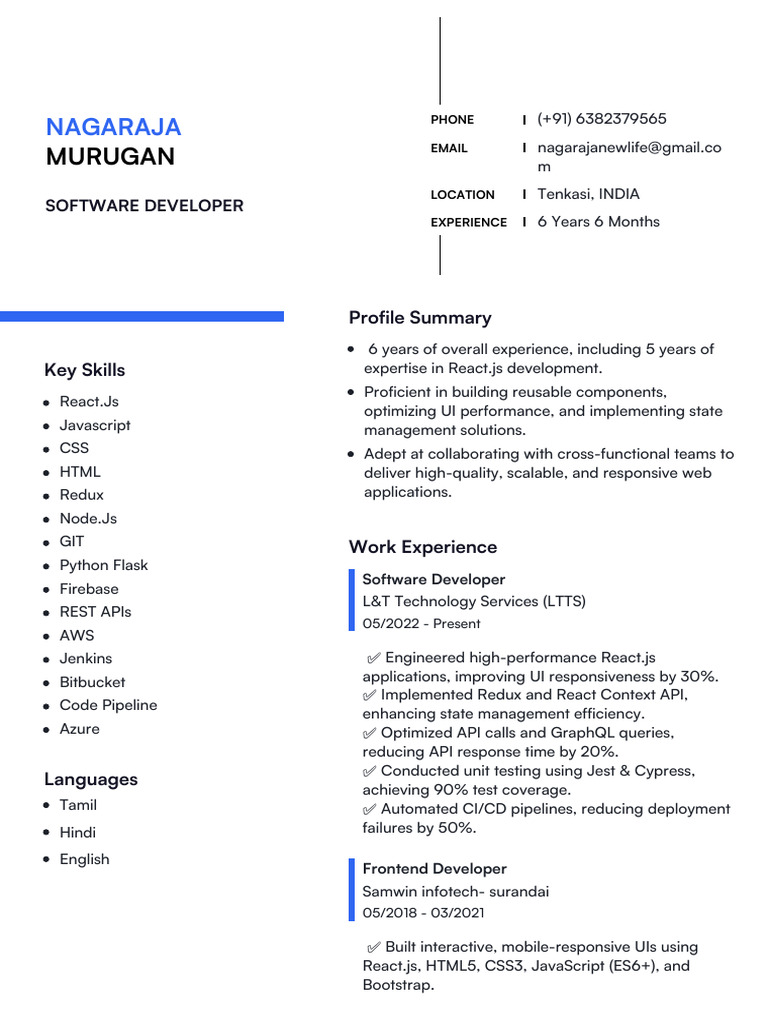 6year-Reactjs Nagaraja Murugan | PDF | Software Engineering | Computing