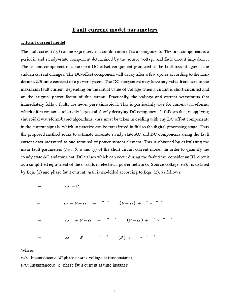 Fault Current Model Parameters Explained | PDF | Electrical Network ...