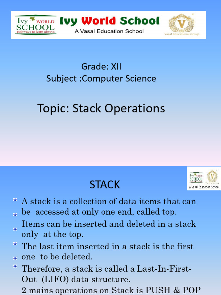 Stack Operations in Python | PDF