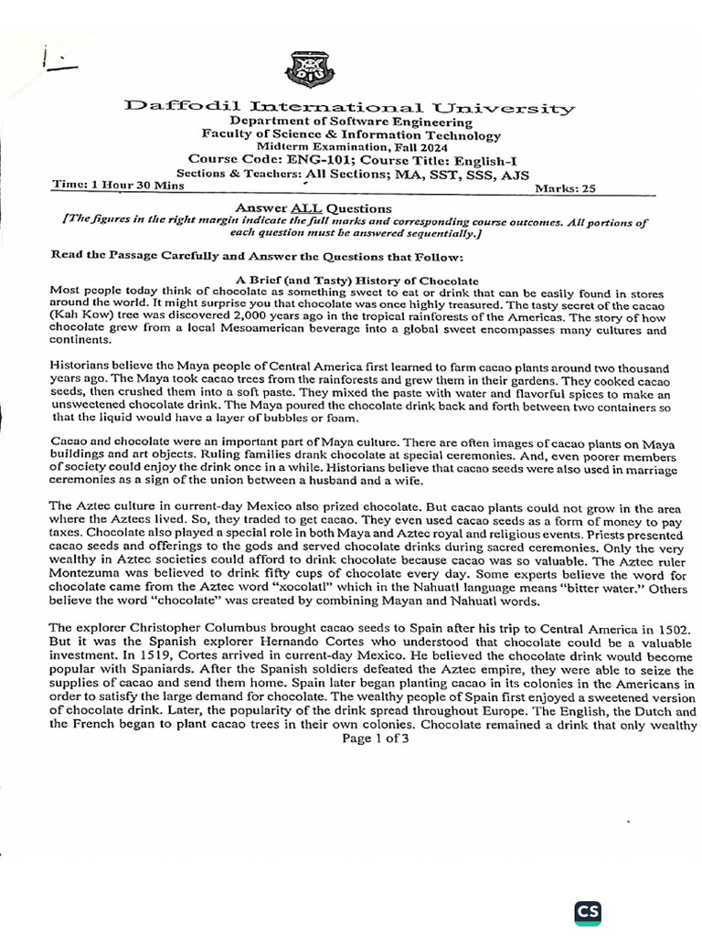 Fall 2024 Mid (43 Batch) | PDF