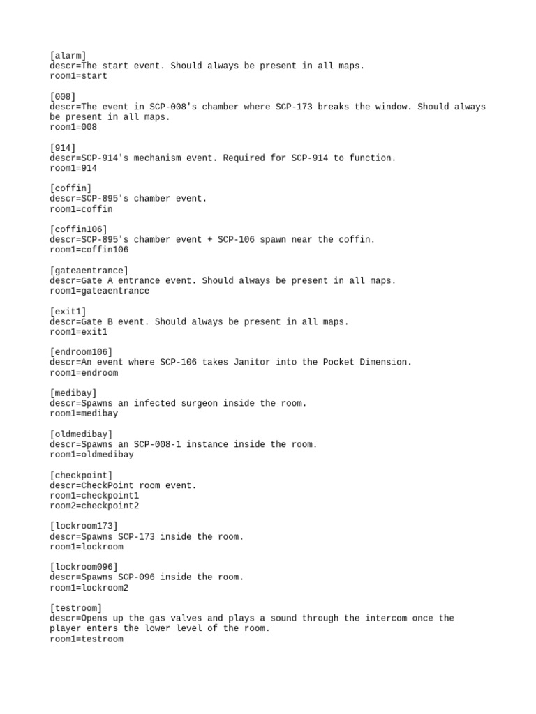SCP Event Room Descriptions Guide | PDF