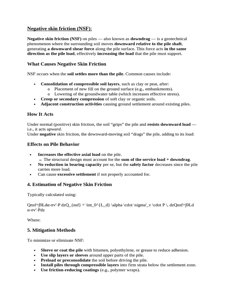 Understanding Negative Skin Friction on Piles | PDF