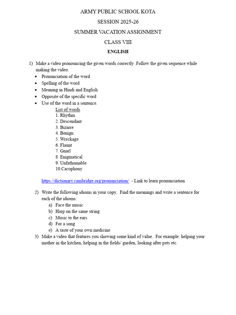 Summer Assignment Class VIII 2025-26 | PDF | Elementary Geometry