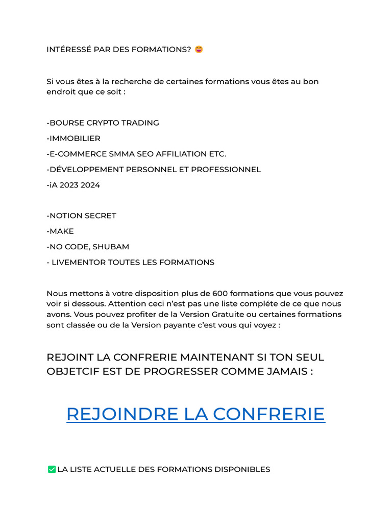 Listes Des Formations FR | PDF | Forex | Commerce