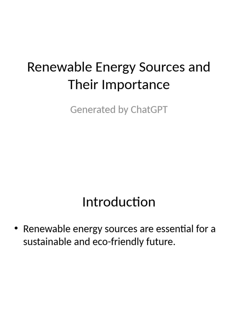 Renewable Energy Sources | PDF