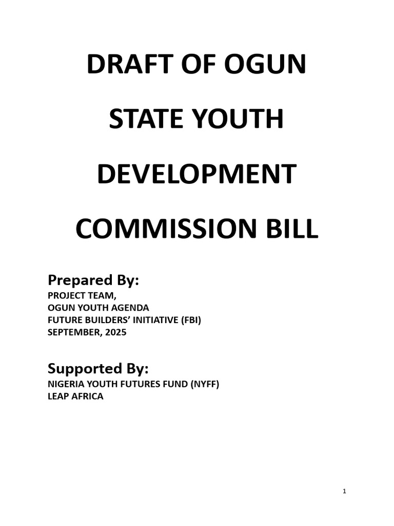 Ogun State Youth Development Commission Bill | PDF | Expense | Pension