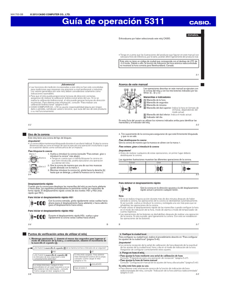 Guía de Configuración del Reloj CASIO | PDF | Reloj | Horario de verano