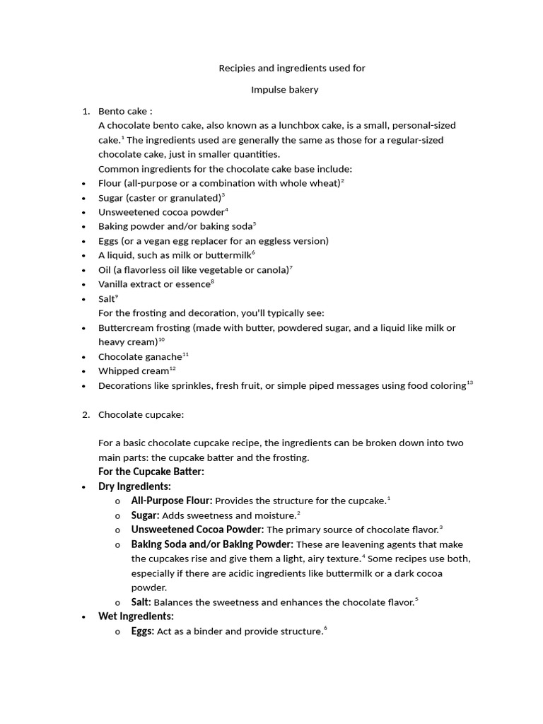 Impulse Bakery Recipes & Ingredients Guide | PDF | Cakes | Cheesecake