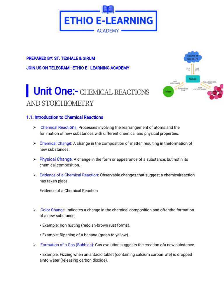 Chemical Reactions and Stoichiometry Guide | PDF | Chemical Compounds ...