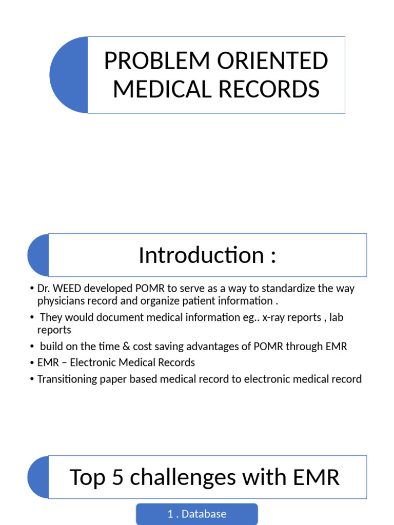 POMR and EMR: Key Challenges Explained | PDF | Electronic Health Record ...