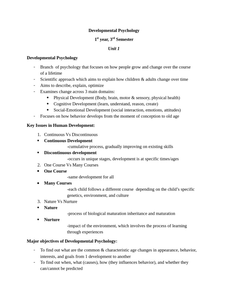 Overview of Developmental Psychology | PDF | Developmental Psychology ...