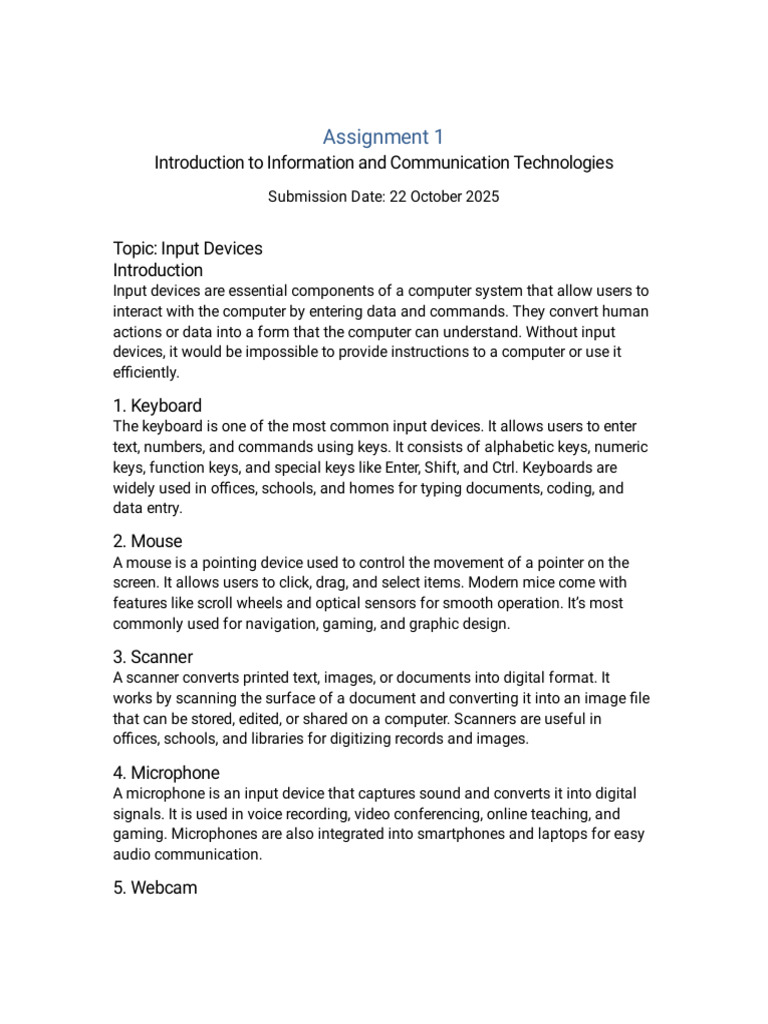 Essential Input Devices Explained | PDF