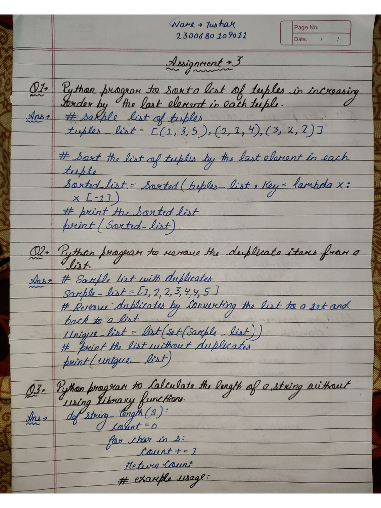 Tushar Python Assignment - 3, 2300680109011 | PDF