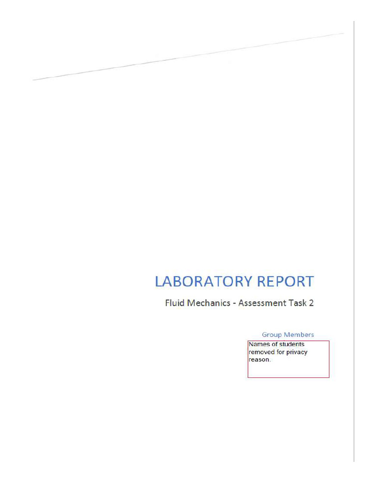Fluid Mechanics Experiments Report | PDF | Fluid Dynamics | Reynolds Number