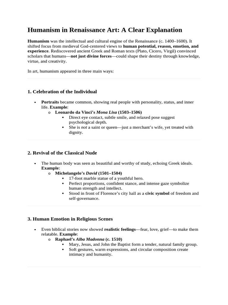 Humanism's Impact on Renaissance Art | PDF | Humanism | Renaissance