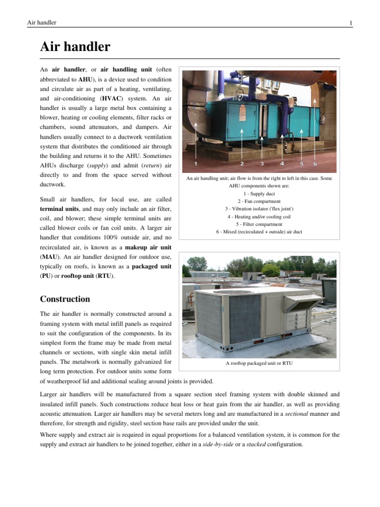 Air Handling Unit (AHU) | PDF | Branches Of Thermodynamics | Mechanical ...
