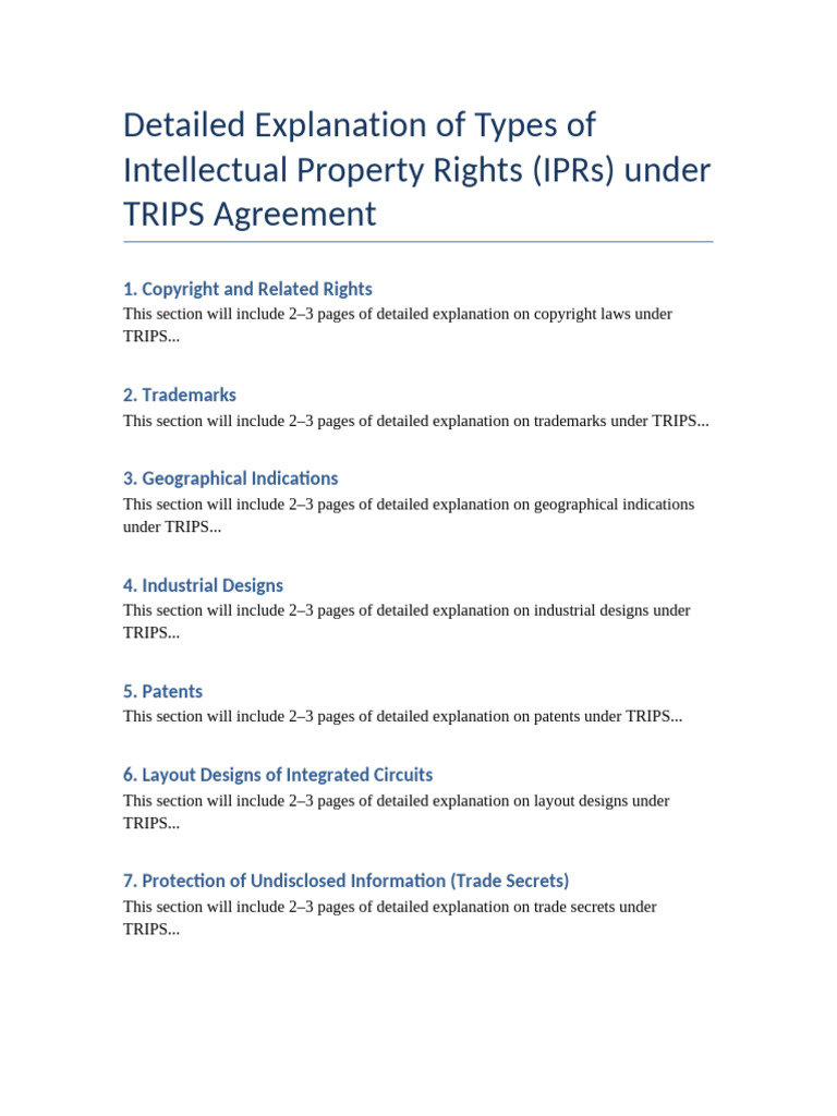 IPR TRIPS Detailed Explanation | PDF