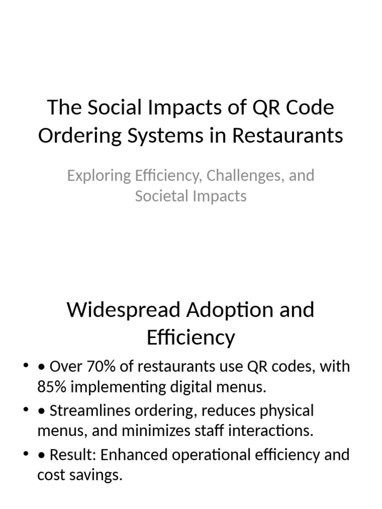 Social Effects of QR Code Menus in Restaurants | PDF