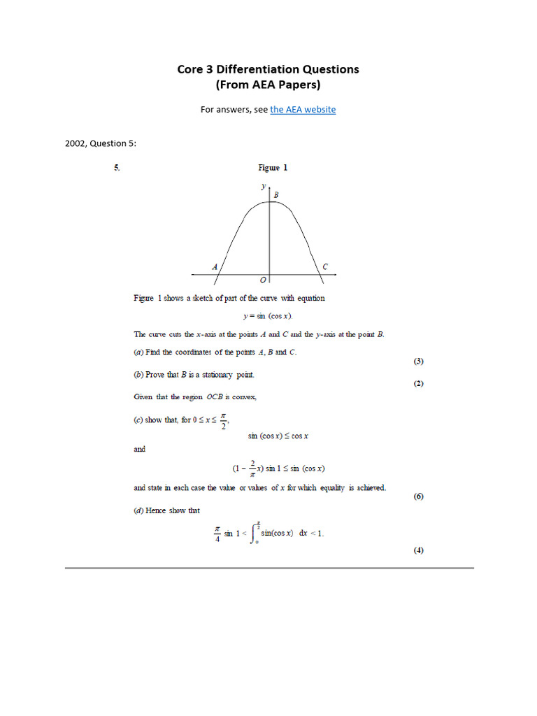 Core 3 Differentiation Questions Overview | PDF