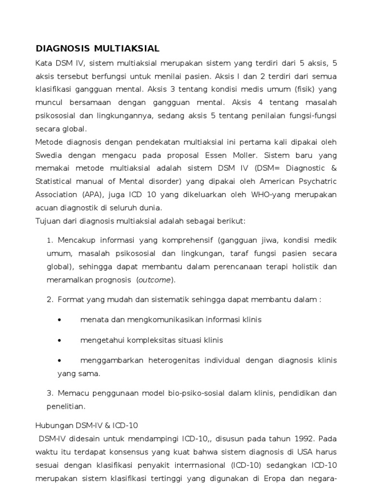 Diagnosis Multiaksial dalam Psikiatri | PDF