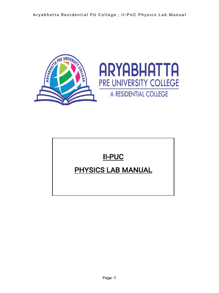 II-PUC Physics Lab Manual Overview | PDF | Voltage | Physical Quantities