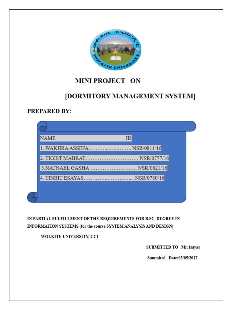 Dormitory Management System Project | PDF | Software Development ...