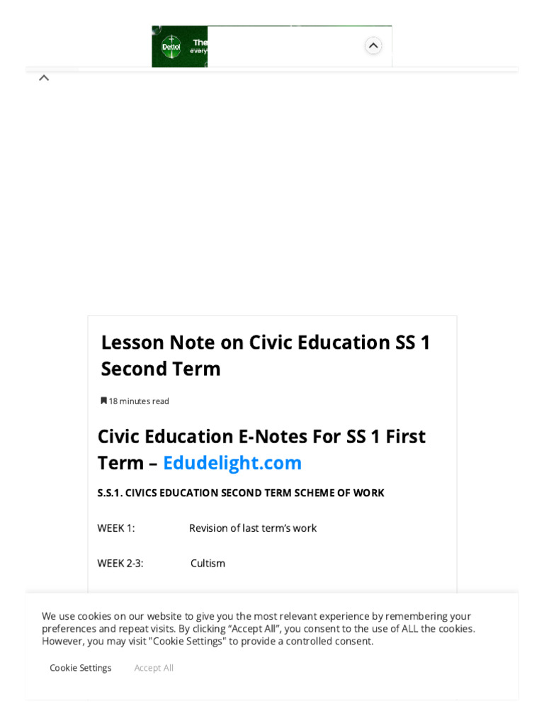 Civic Education SS1 Term 2 Lesson Notes | PDF | Elections | Democracy