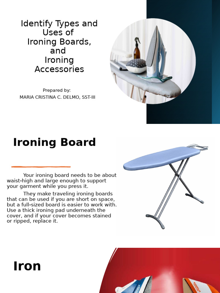 Types and Uses of Ironing Boards & Tools | PDF | Textiles | Seam (Sewing)