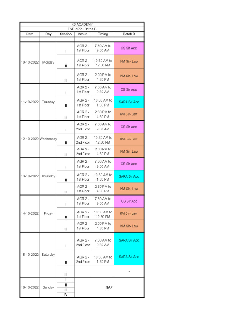 FND N22 - Batch B Schedule | PDF