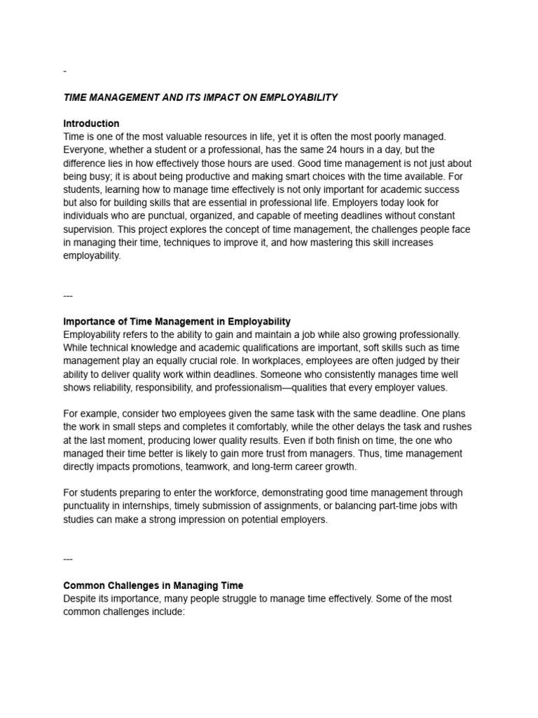 Untitled Document | PDF | Time Management | Professional Skills
