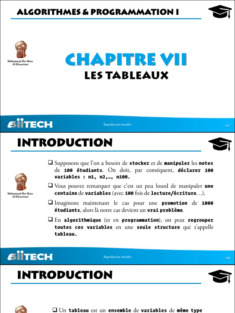 Introduction aux Tableaux en Programmation | PDF | Mathématiques ...