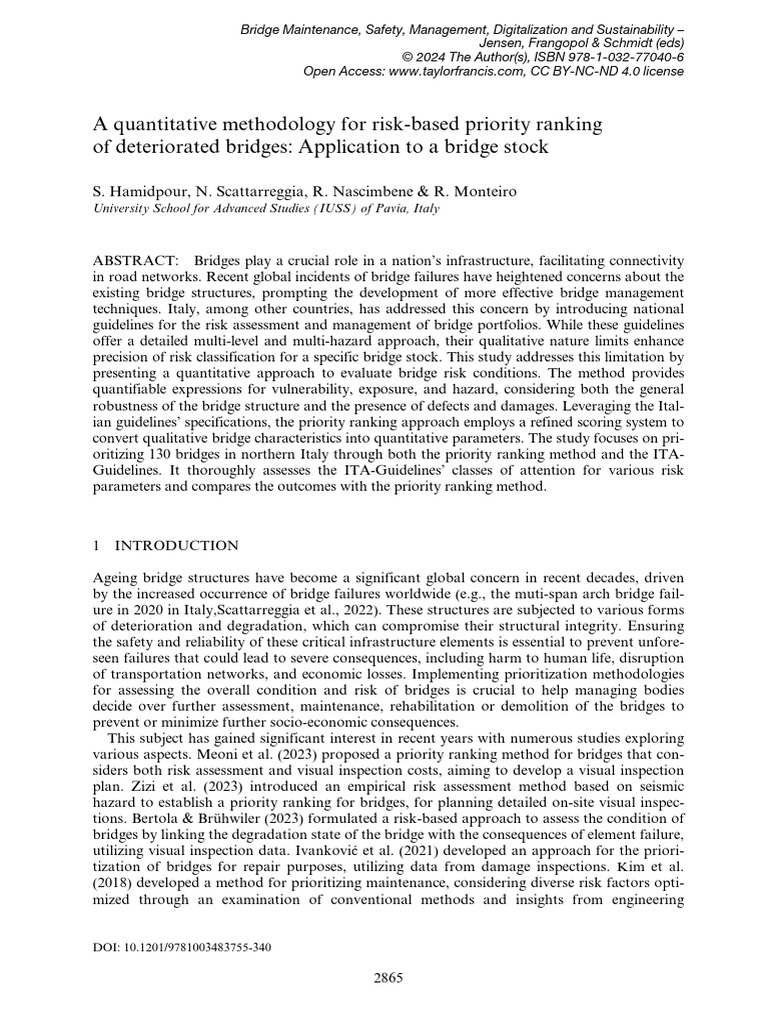 Quantitative Bridge Risk Assessment Method | PDF | Risk | Methodology
